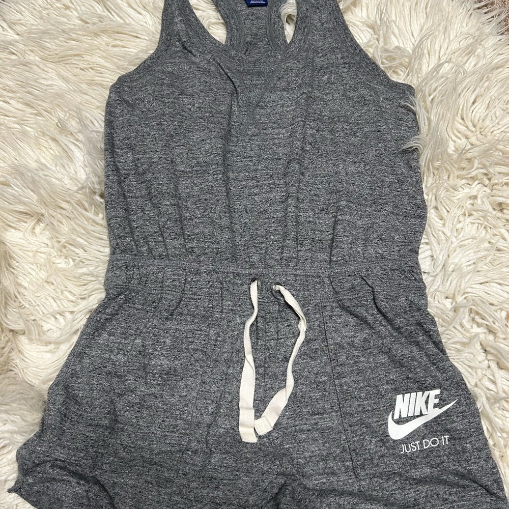 Small Nike Gray and White Shorts Jumpsuit Athletic Style
